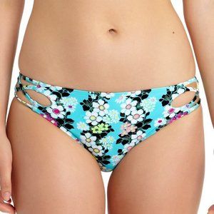 California Waves Floral Print Strappy Hipster Blue Multicolor Flower